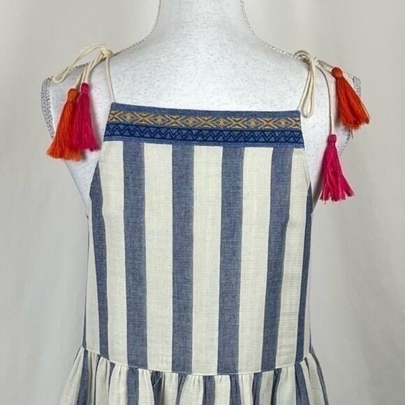 Altar’d State Embroidered Blue & White Striped 100% Cotton Dress NWOT Size S - Picture 6 of 11